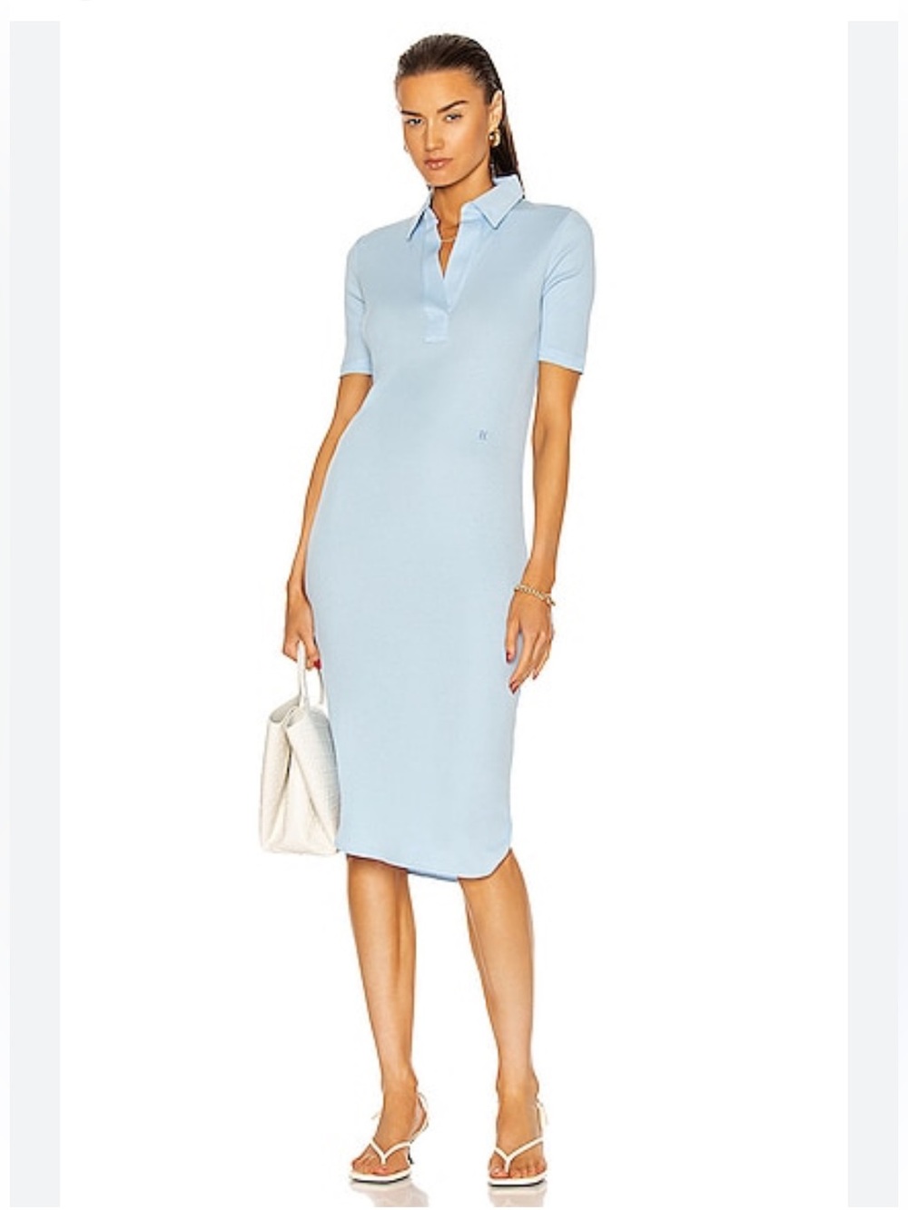 Helmut Lang Knit Polo Dress in Baby Blue size L